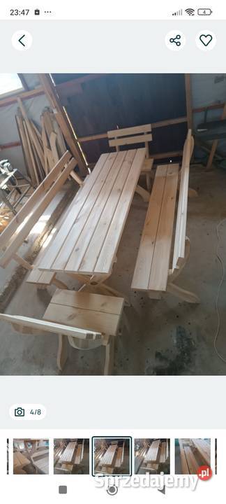 Stół ogrodowy z ławkami Mokrelipie sprzedam