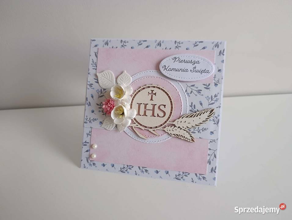 Kartka w pudełku Komunia Święta handmade