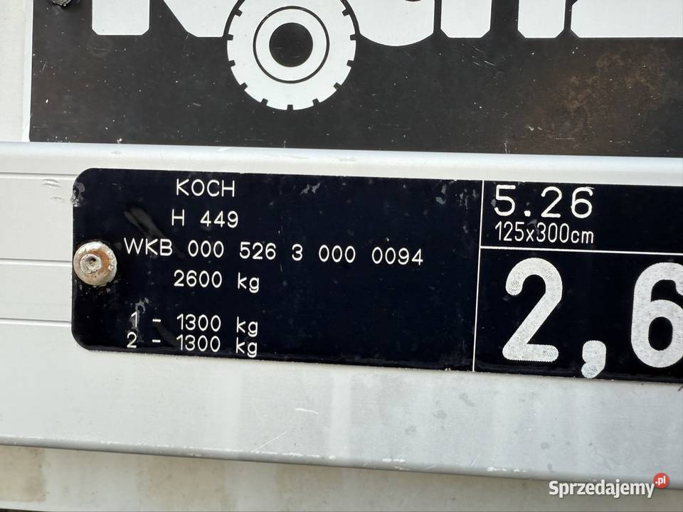 Koch przyczepa 125x3m 2600 Solnica