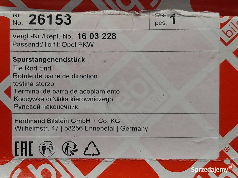 Febi Bilstein 26153 końcówka drążka Dąbrowa Górnicza