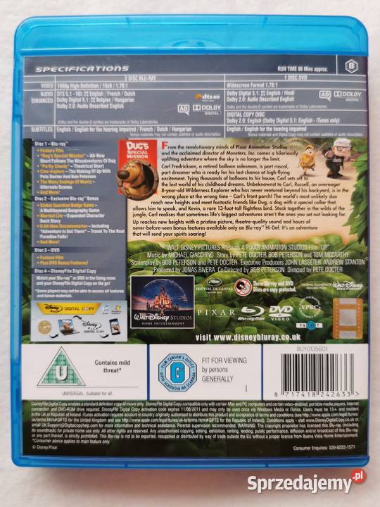 Up Odlot Bluray DVD En 2009 3 Disc Edition Wytrzyszczki