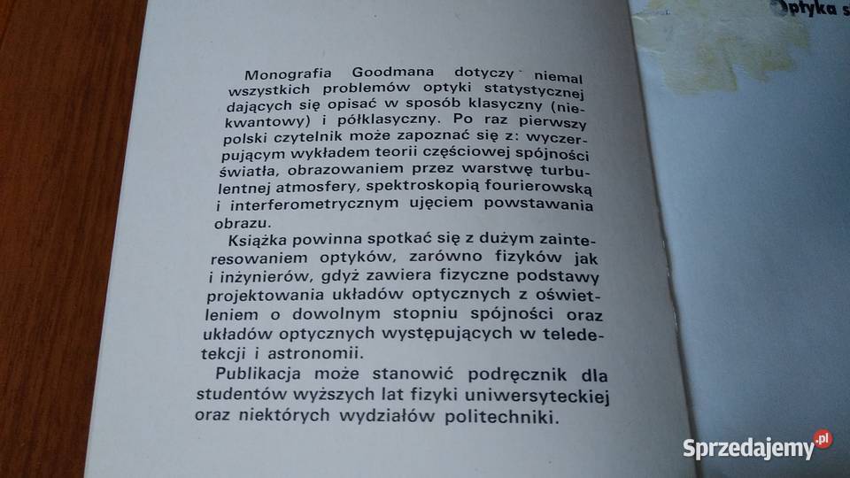Optyka statystyczna Joseph W Goodman