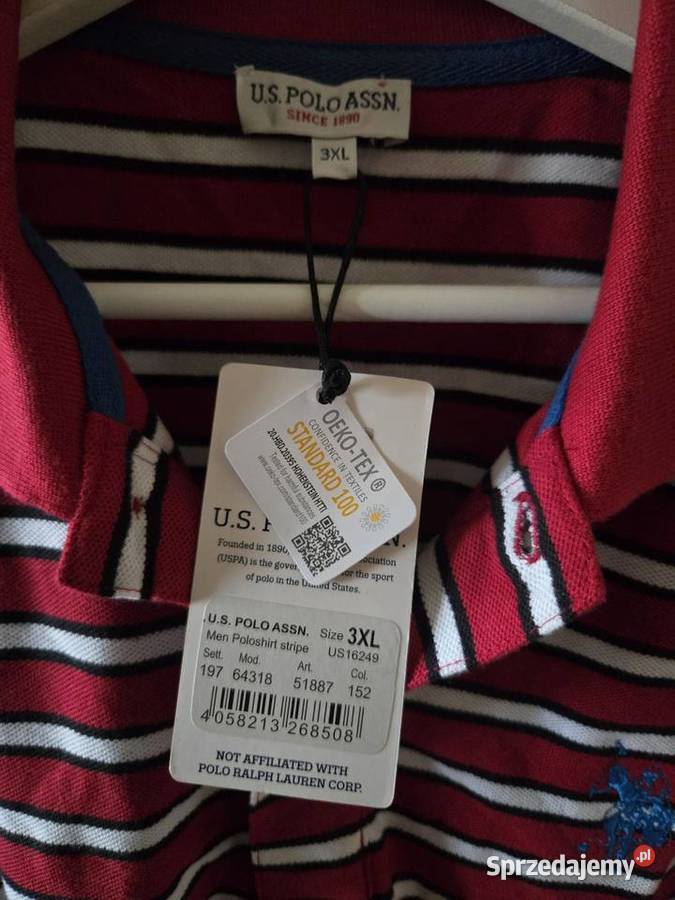 Czerwonobiała koszulka polo US Polo ASSN stan Czaplinek