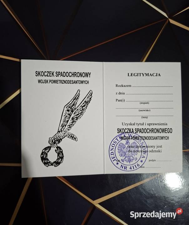 Legitymacja skoczka spadochronowego i Militaria