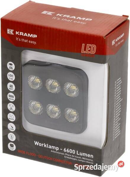 Lampa robocza LED kwadratowa 60W 6600lm 1224V małopolskie