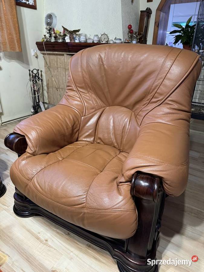 Komplet skorzany wypoczynkowy kanapa i 2 fotele łódzkie Ksawerów sprzedam