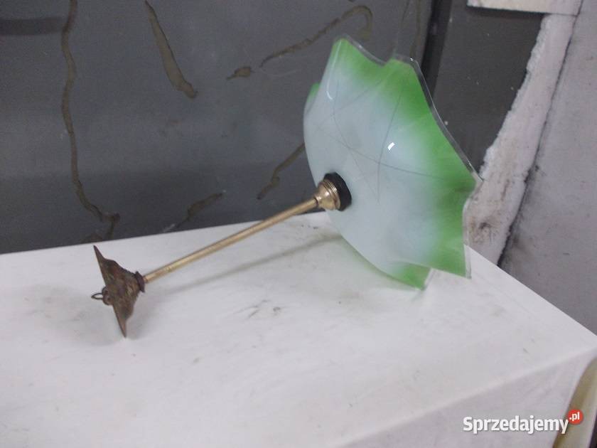 Stara lampa wisząca szkło i mosiądz Bielsko-Biała
