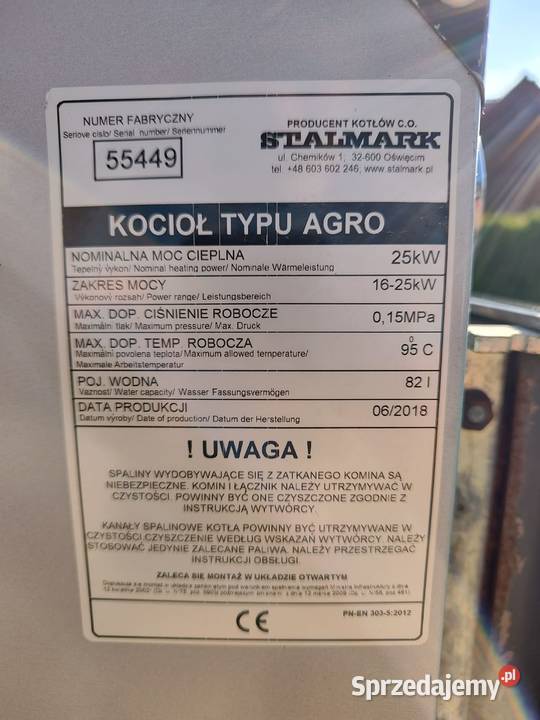 Piec 25kW kocioł Stalmark 25kw sas Defro ogniwo Tarnowiec