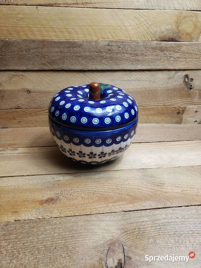 Ceramiczny pojemnik z pokrywką Jabłko dolnośląskie Bolesławiec
