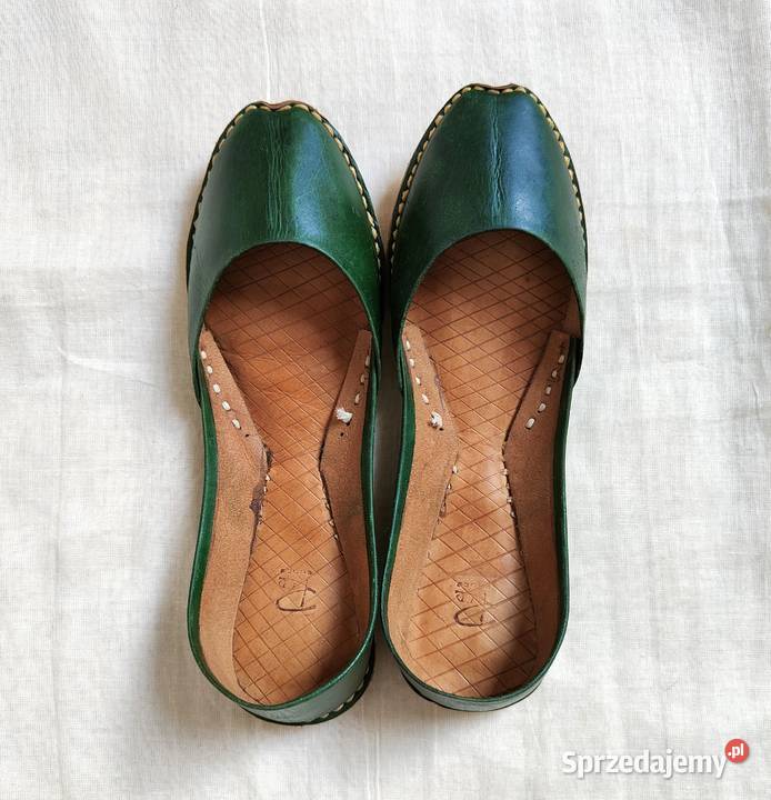 Zielone skórzane buty balerinki 37 skóra orient inna zachodniopomorskie Szczecin