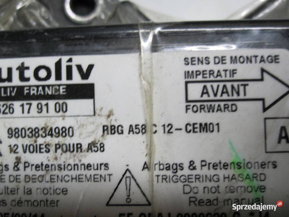 CITROEN C3 PICASSO LIFT 14r moduł sensor AIRBAG Układ elektryczny, zapłon