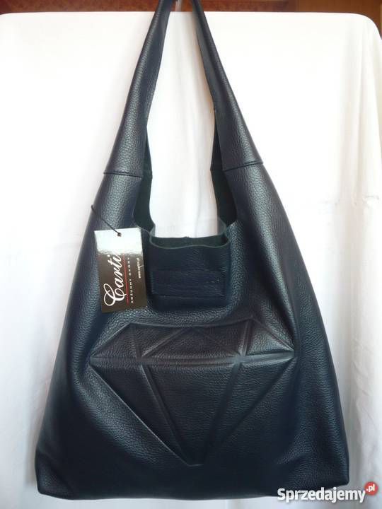 NOWA Granatowa Torebka Skórzana Laura Biaggi