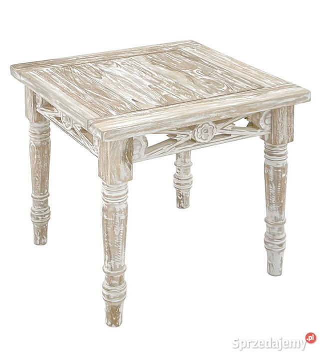 Stolik Batavia 50 x 50 white wash z drewna Żukowo sprzedam