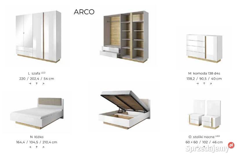 SYPIALNIA ARCO Łóżkokomoda witryna szafa rtv Warszawa