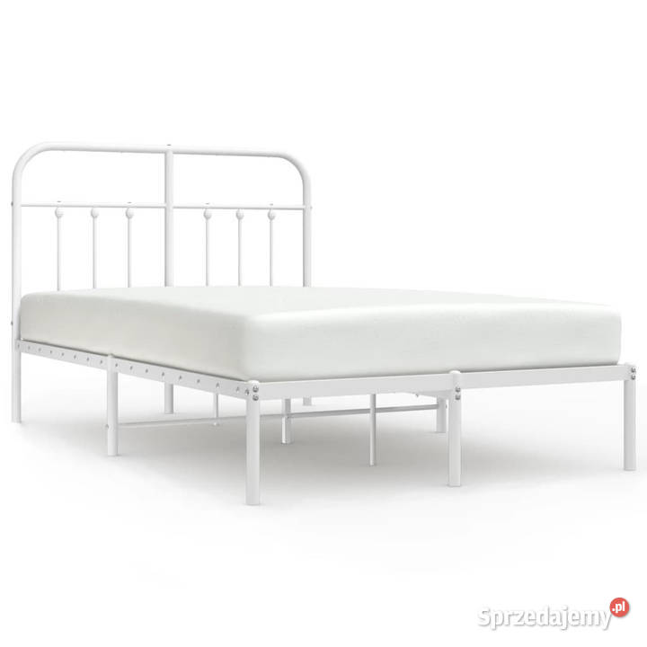 Łóżko Metalowe Białe Rama Łóżka Ze Stelażem