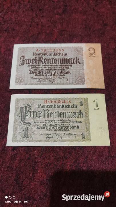 Niemcy dwa banknoty 1 i 2 marki 1937 Numizmatyka Milicz