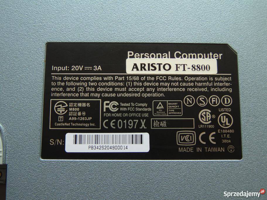 Laptop Aristo FT8800 pomorskie Pelplin