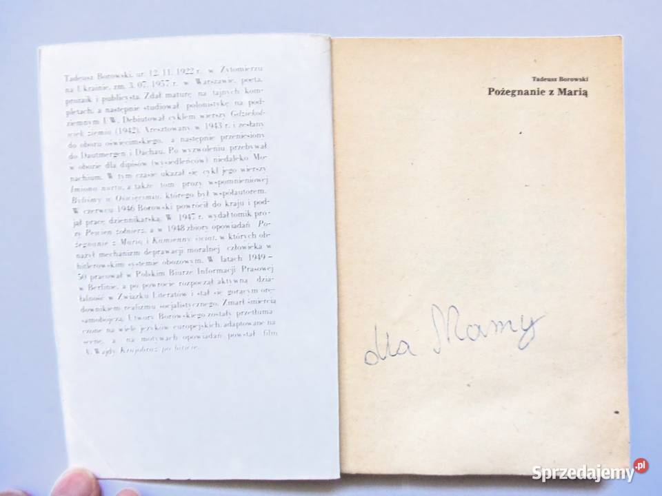 Pożegnanie z Marią Tadeusz Borowski Głuchołazy sprzedam