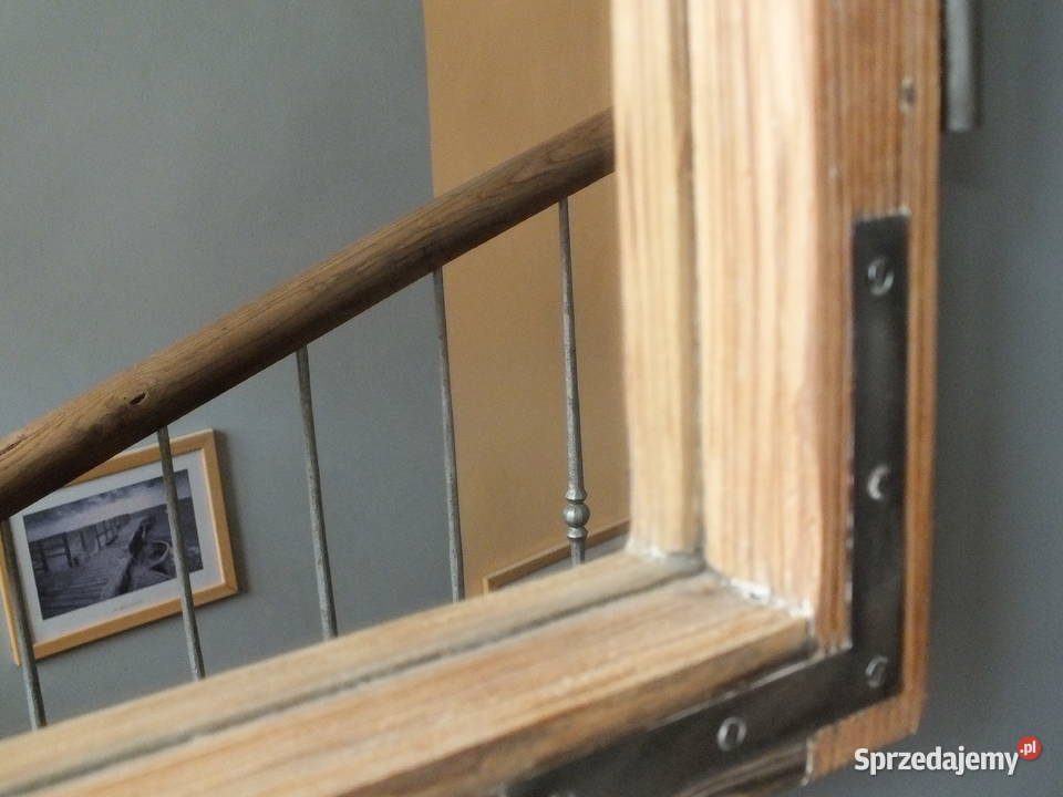 Stare okno drewniane lustro w ramieokoło 1930 dolnośląskie Bielawa