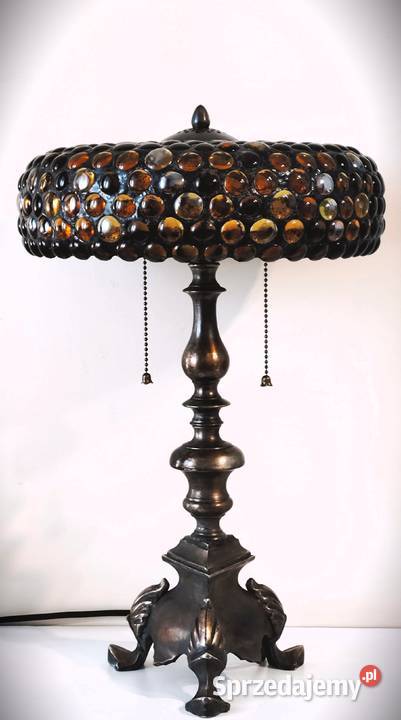 Piękna lampa witrażowa ze szklanych kaboszonów Wysoka