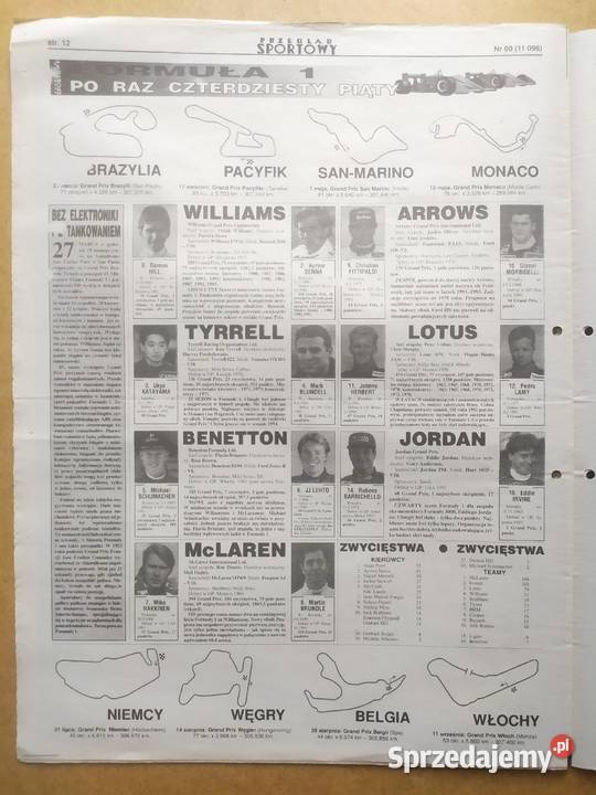 Skarb kibica formuła 1 sezon 1994 łódzkie Łódź sprzedam