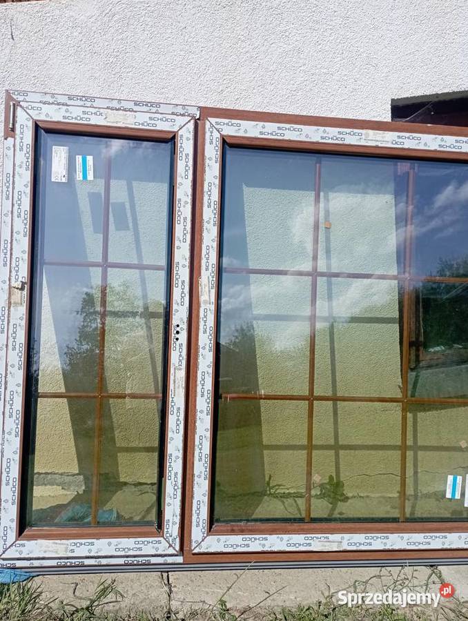 Okno dwuszybowe w kolorze złoty dąb że szprosami podkarpackie