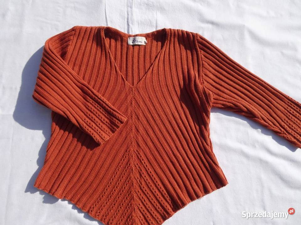 Etam Sweter Ażurowy Prążkowany bawełna 36 38 Wkładane przez głowę