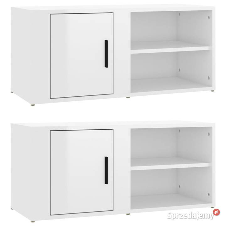 Szafki pod TV 2 białe wysoki połysk 80x315x36 Warszawa