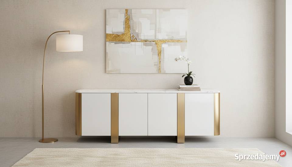 Komoda biała złamana biel na złotych nogach Golkowice sprzedam