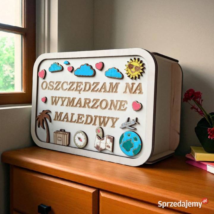 Drewniana Grawerowana Skarbonka Wykreślanka z Pozostałe