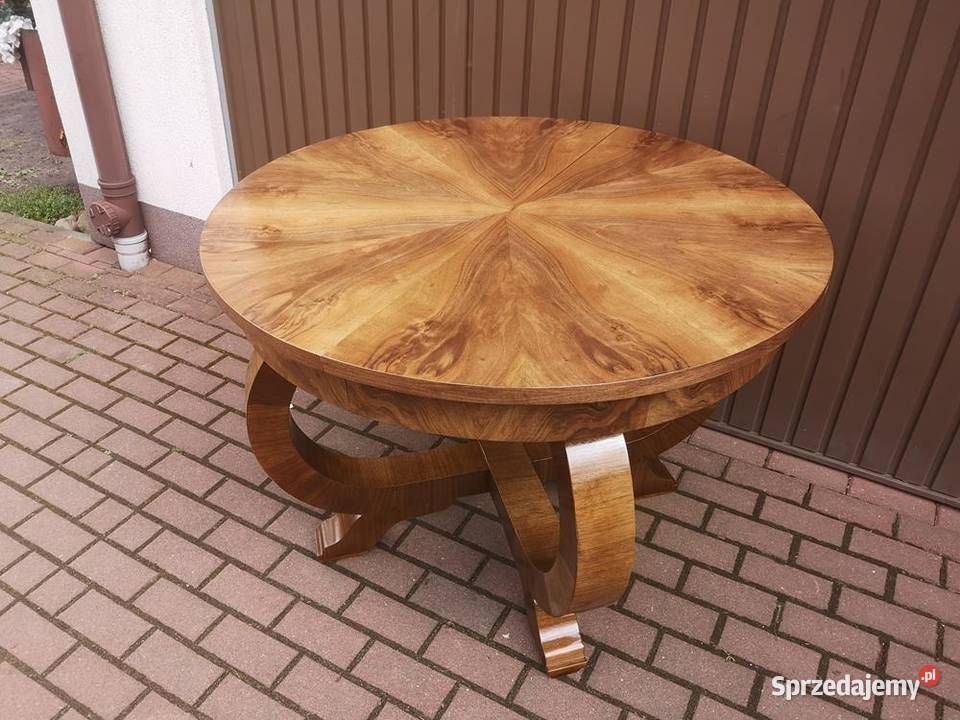 Stół ArtDeco 108 Okrągły Orzech Unikat Antyk Meble Swarzędz