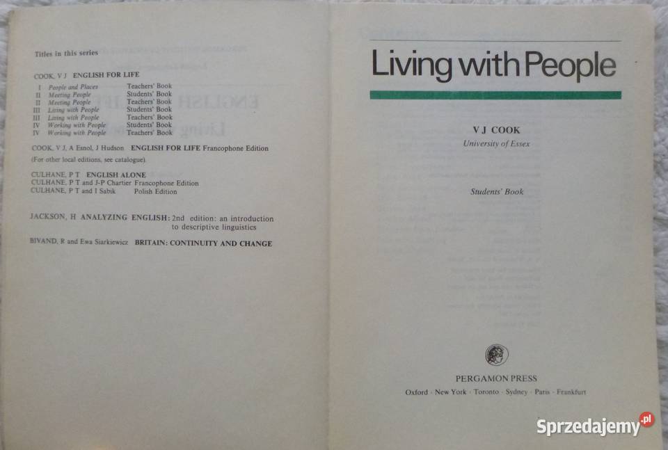 English for Life Students Book Living with Rok wydania 1987 mazowieckie Warszawa sprzedam