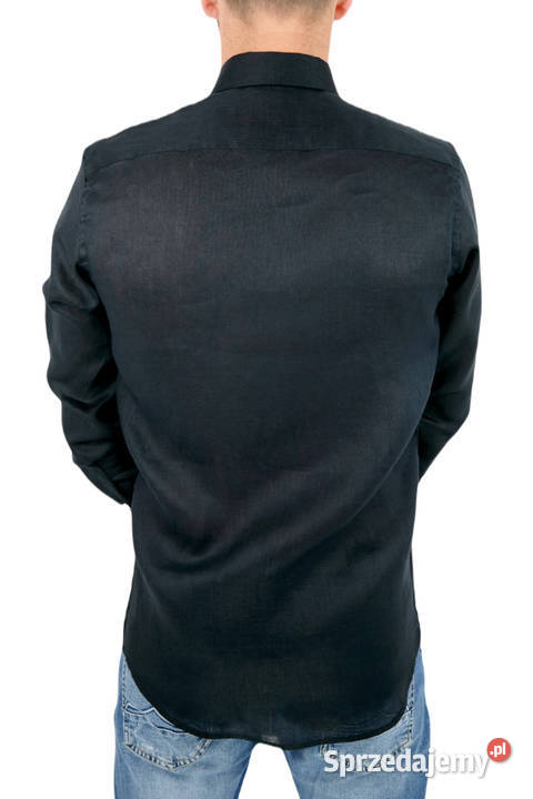 GIOVANNI PERA Koszula Męska GPL9 Czarna LEN Ostrów Wielkopolski