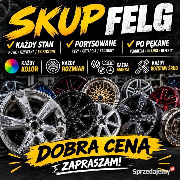 Skup felg kazdy rozmiar kazdy rozstaw ceny Połaniec