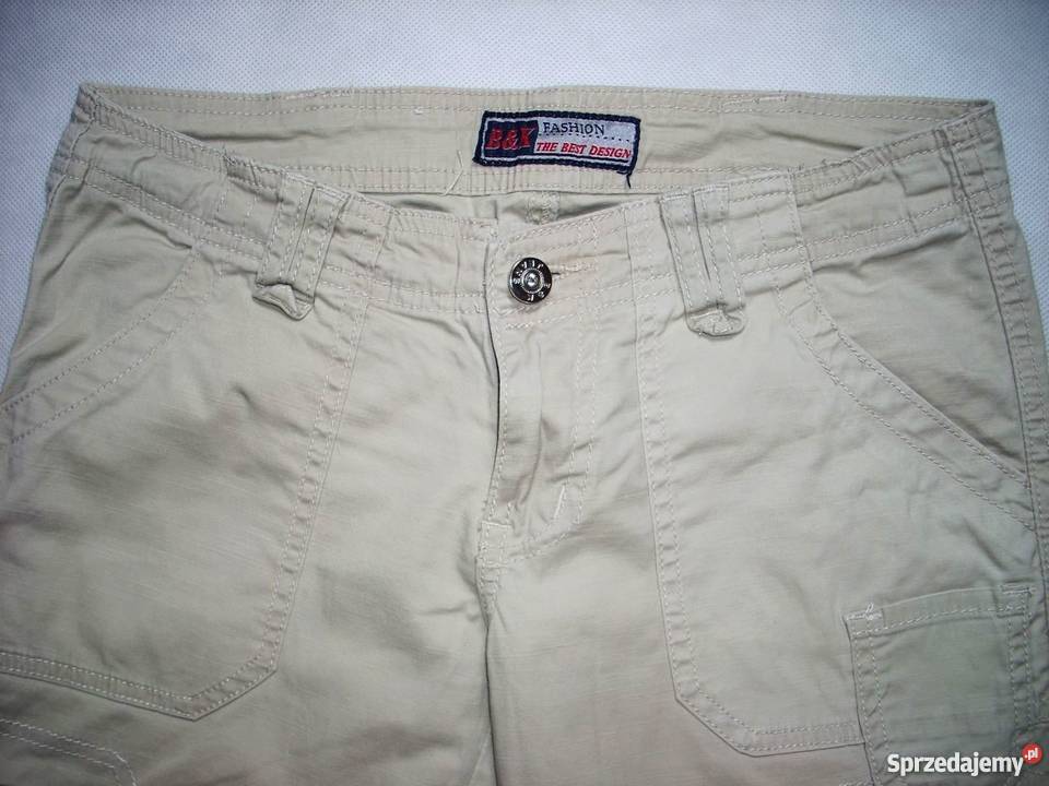 BK spodnie 45 Bojówki Rybaczki Haft J NOWE 34 36