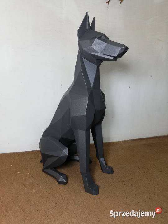 Rzeźba, rękodzieło, pies z metalu - doberman