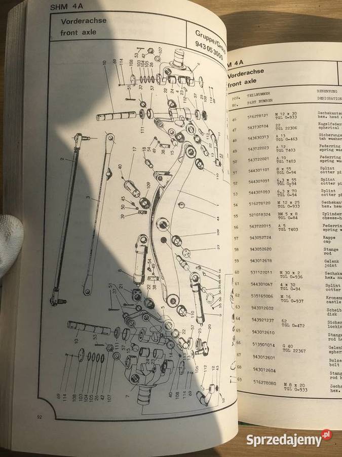 MOTORGRADER SHM 4A ERSATZTEILLISTE SPARE PARTS z Łęczyca sprzedam