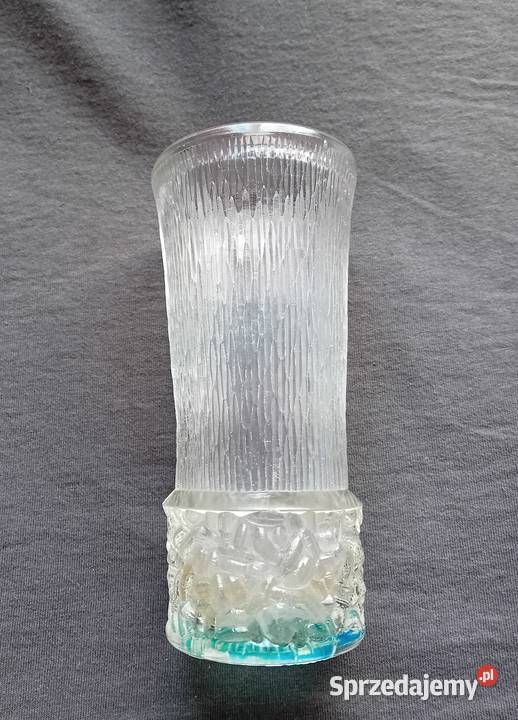 Wazon Sklo Union lata 70e Szkło mrożone wielkopolskie Koźminek