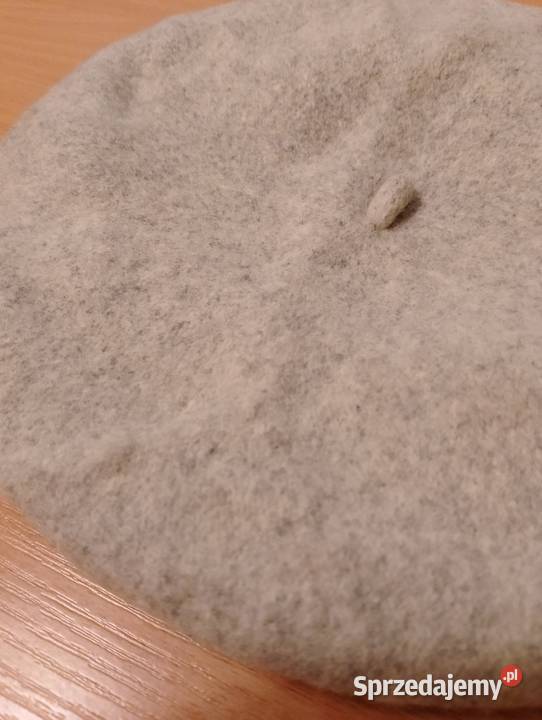 BERET wełniany szary melanż FEZKO 100 wełna z Dla kobiet Złotniki