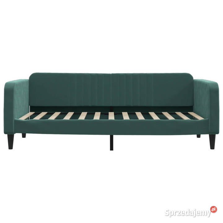Sofa rozsuwana ciemnozielona aksamit 90x200