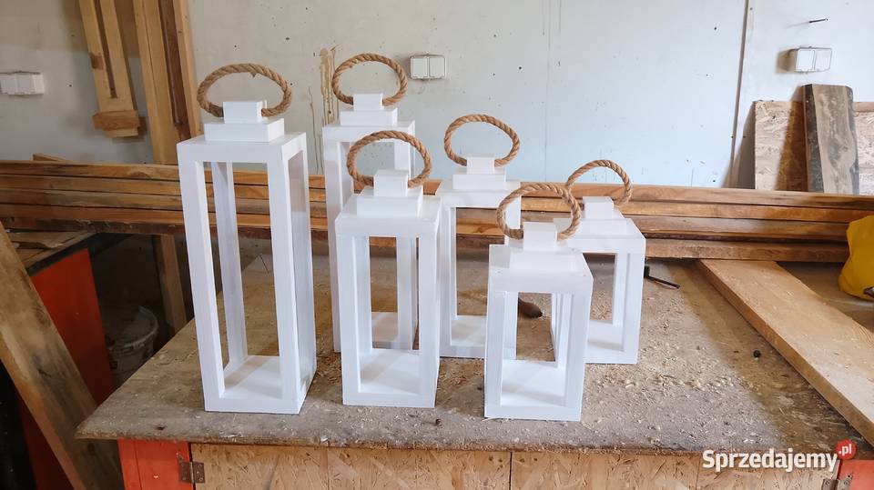 Lampion drewniany latarenka z drewna podstawa Białystok