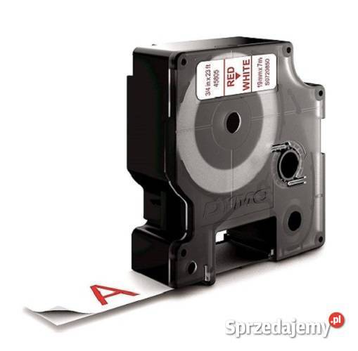 Taśma DYMO D1 19mm x 7m Biała z czerwonym Gniezno