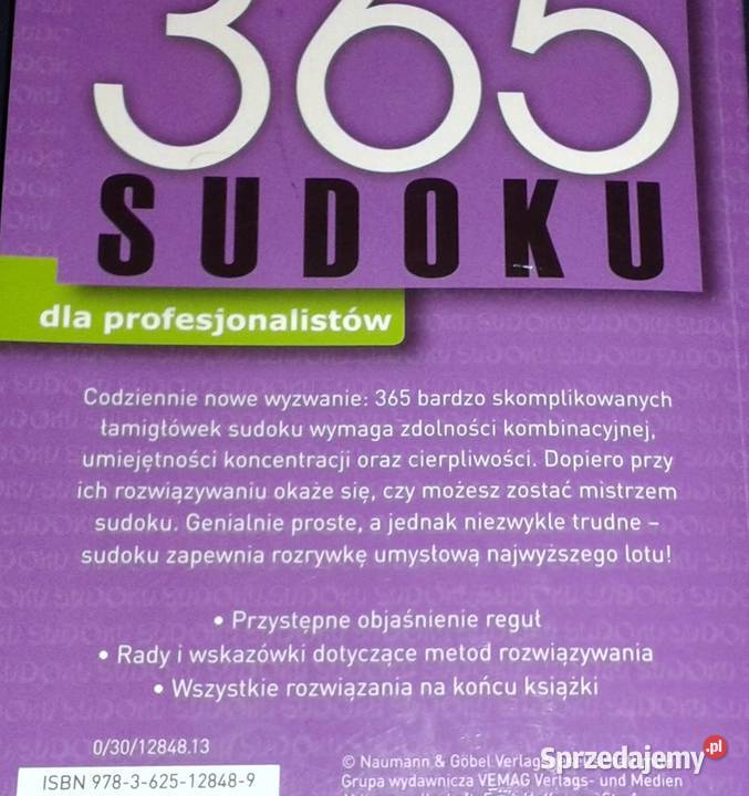 365 Sudoku profesjonalistów Rok wydania 2013 Chełm sprzedam