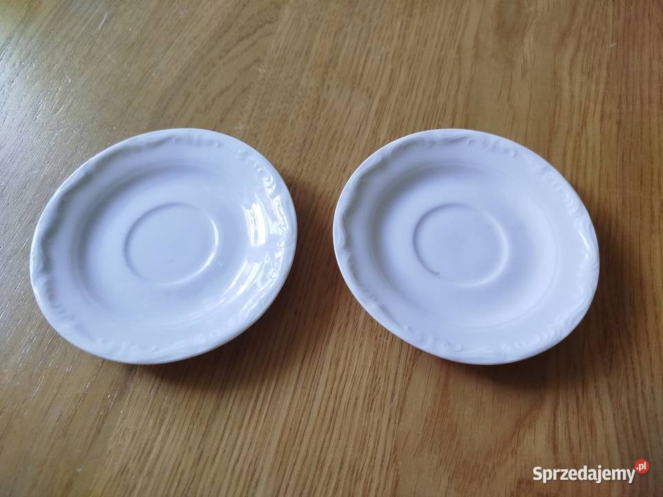 Białe spodki Porcelana Bogucice 2 sztuki STAN małopolskie Oświęcim sprzedam