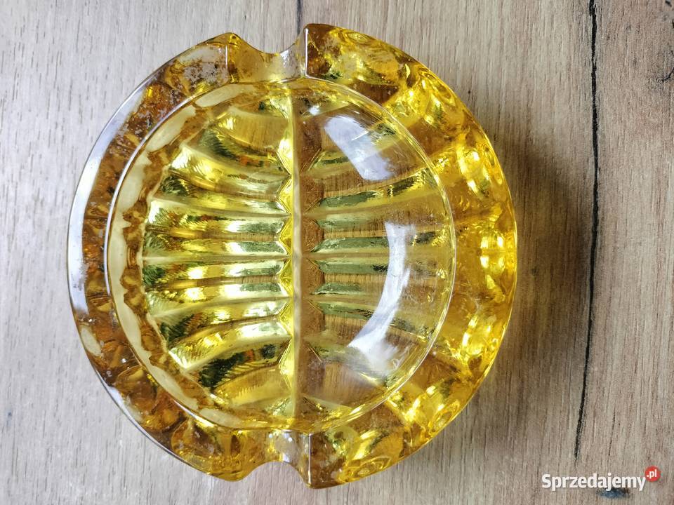 Popielniczka Ząbkowice ciemny żółty PRL Choszczno