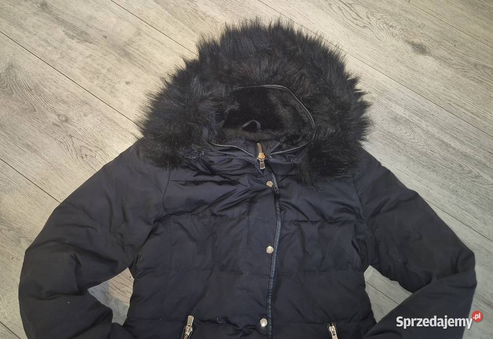 Kurtka damska zimowa taliowana kaptur futerko Łódź