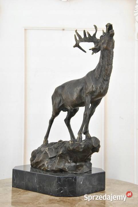 Ryczący Jeleń Figura Myśliwska Rzeźba z Brązu Kraków