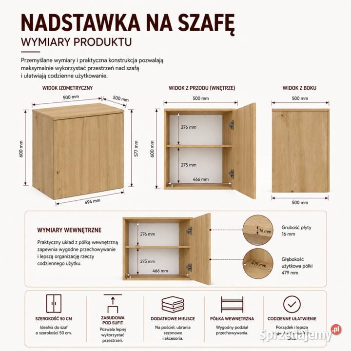 Szafa z nadstawką SD50 Dąb Artisan