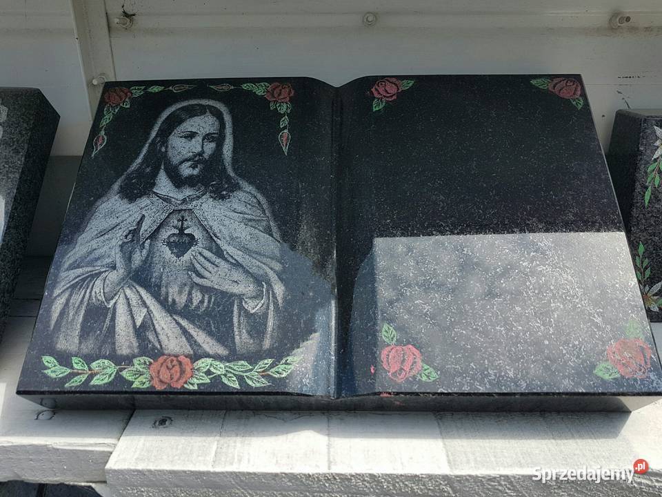 Książka granitowa czarna z grawerem Pana Jezusa Dom i Ogród Świdnica