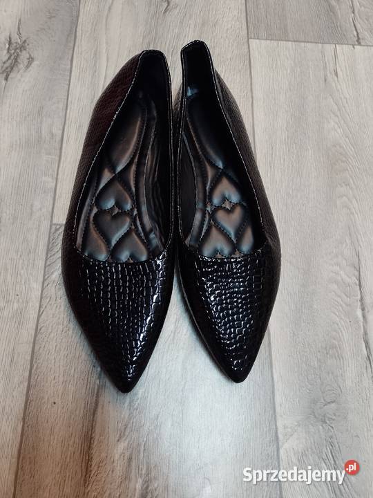 4243 Ekskluzywne Czarne baleriny wieczorowe NOWE Balerinki